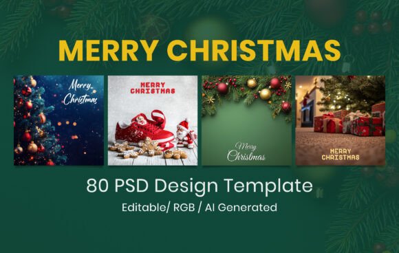 Download Elegant Merry Christmas PSD Template - Christmas Collection