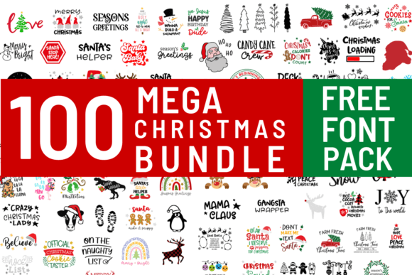 Download 100 Mega Christmas Bundle with Free Font - Christmas Collection